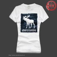 dames abercrombie fitch korte tees logo pattern wit Goedkope Retail 8bkok398